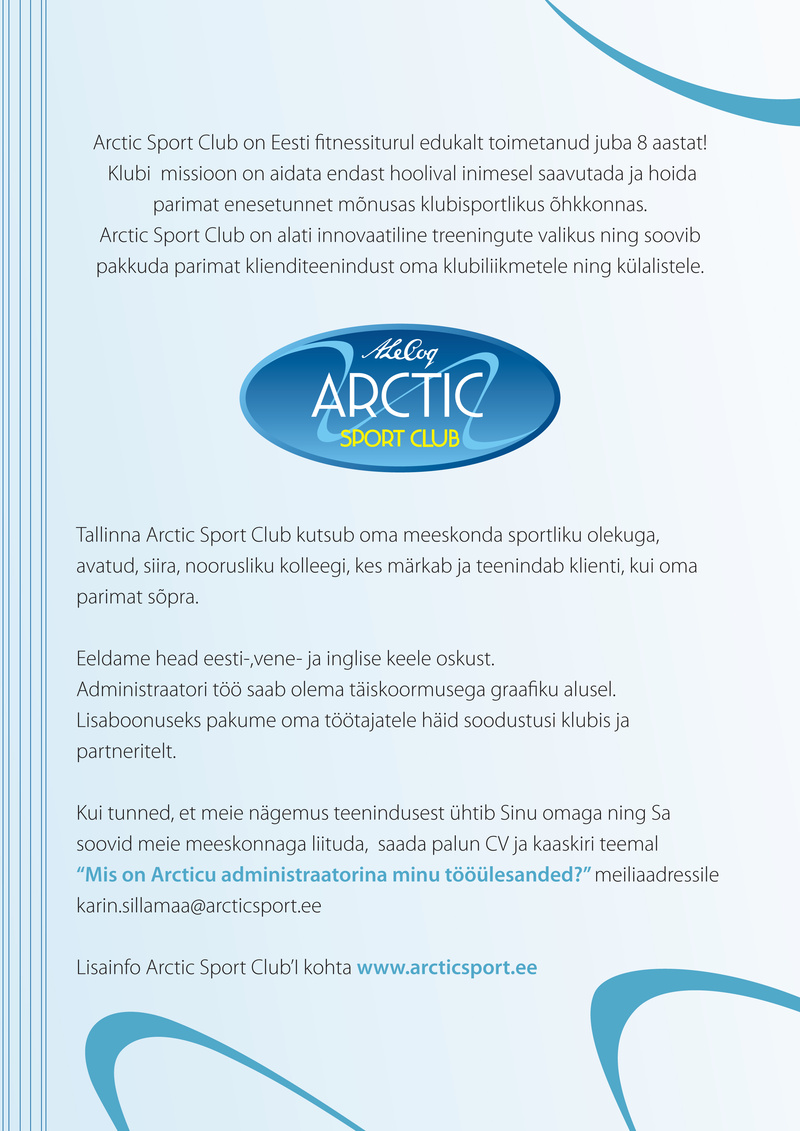 Freewill OÜ / Arctic Sport Club Administraator