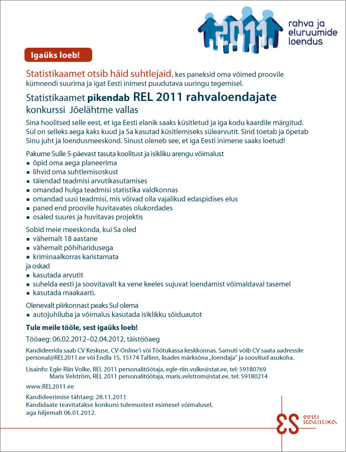Statistikaamet REL 2011 rahvaloendaja (Harjumaa, Jõelähtme vald)