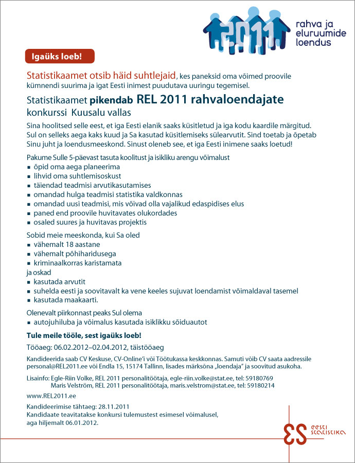 Statistikaamet REL 2011 rahvaloendaja (Harjumaa, Kuusalu vald)
