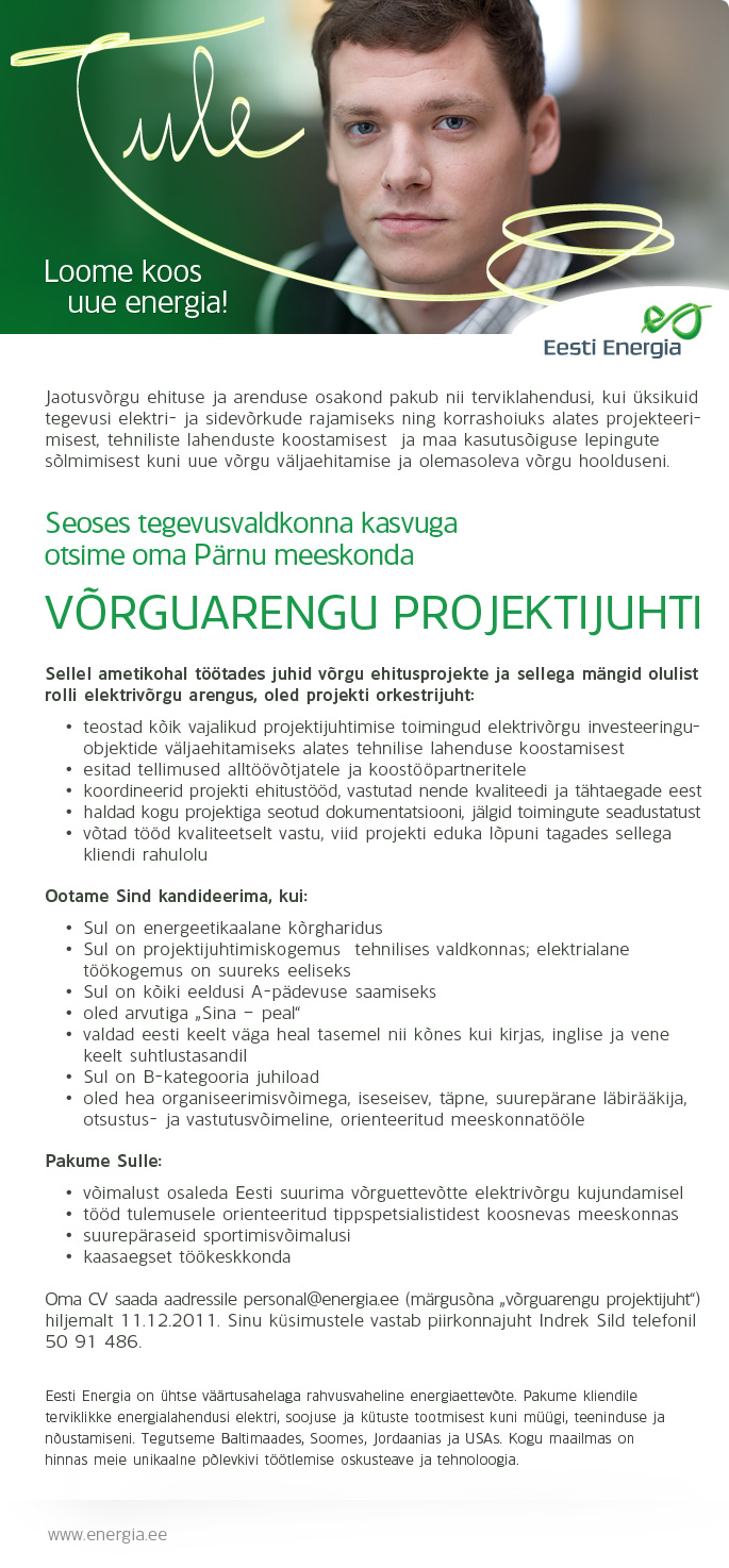 Eesti Energia Võrguarengu projektijuht