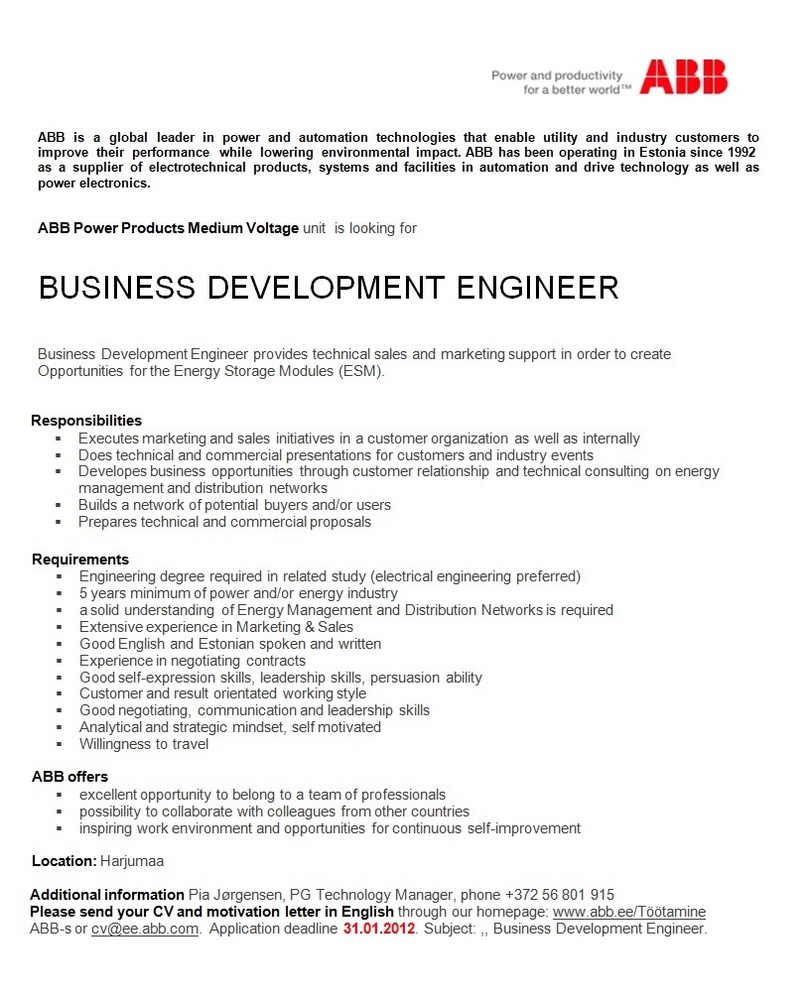 ABB AS Business Development Engineer