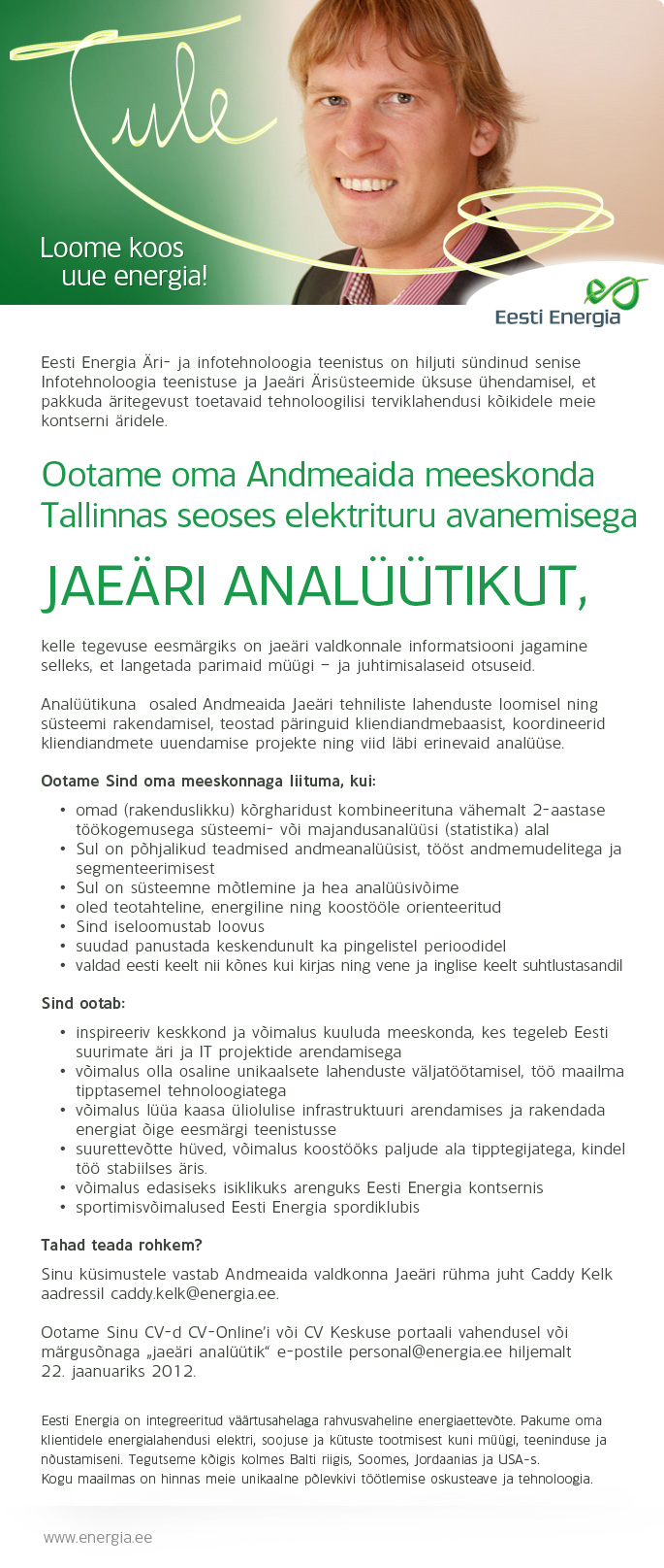 Eesti Energia Jaeäri analüütik