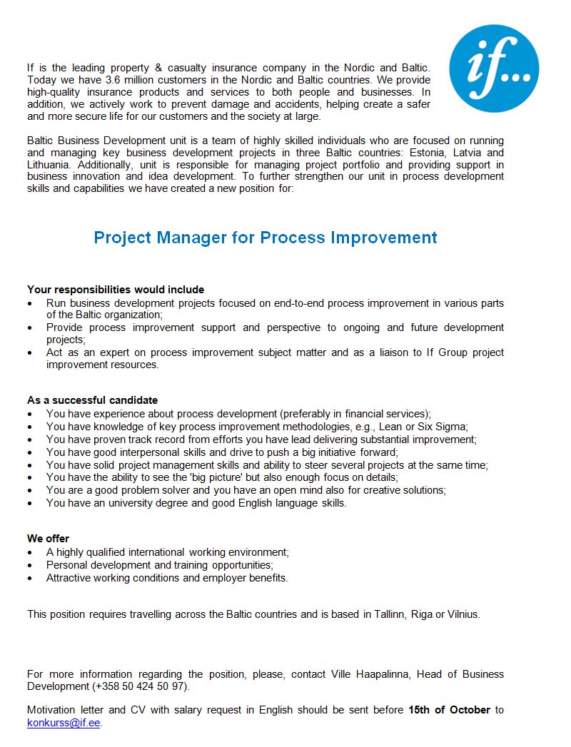 If P&C Insurance AS Project Manager for Process Improvement