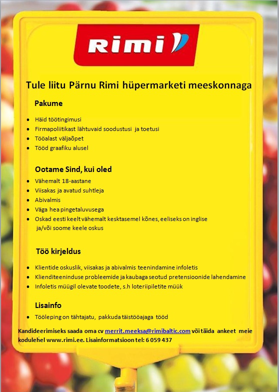 Rimi Eesti Food AS Infoletiteenindaja (Pärnu Rimi hüpermarket)