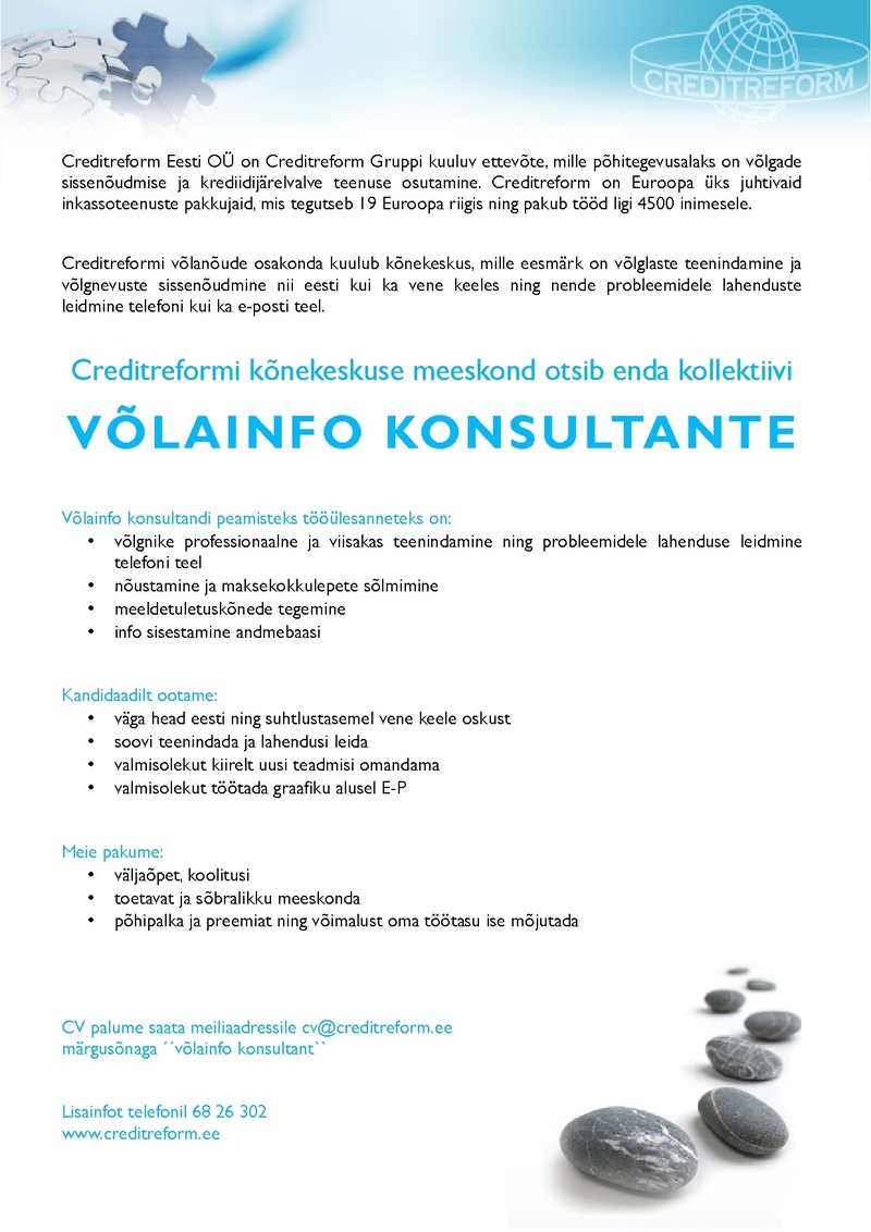 Creditreform Eesti OÜ Võlainfo konsultant