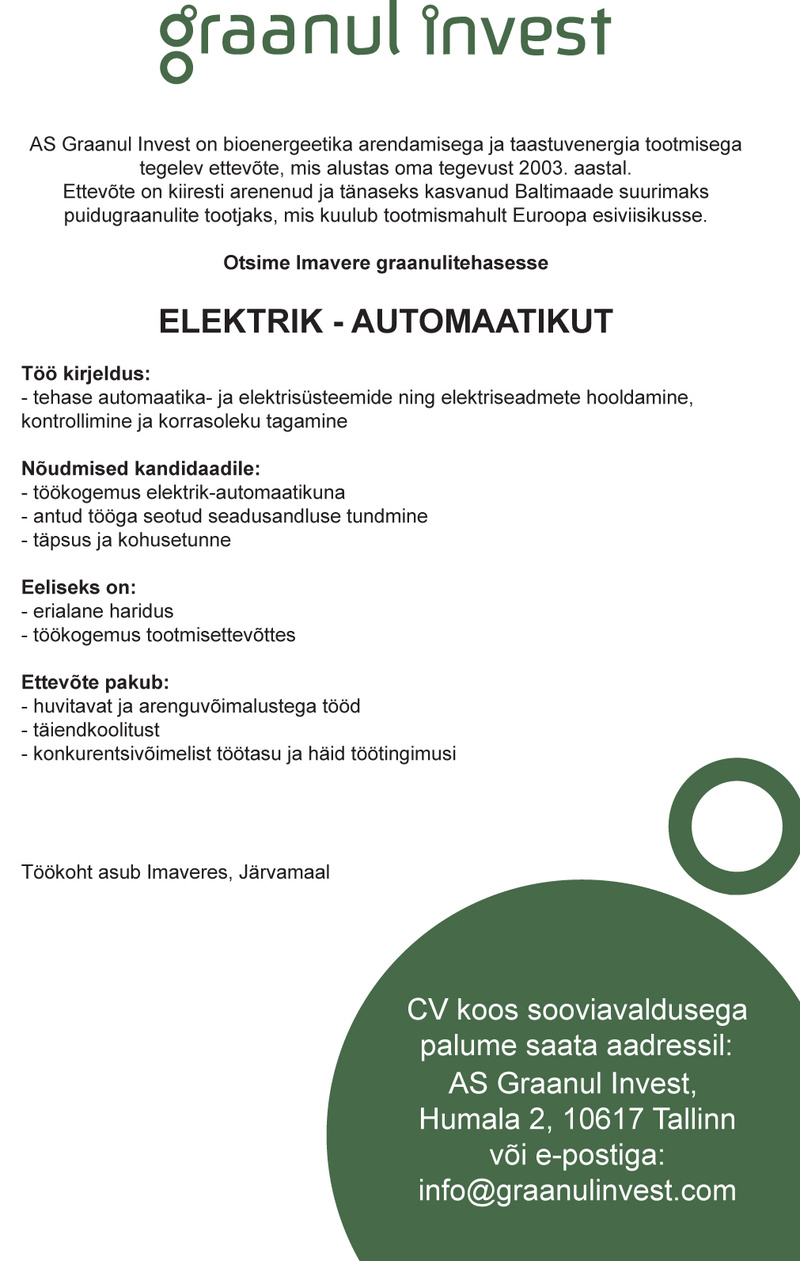 Graanul Invest AS "Elektrik-automaatik"