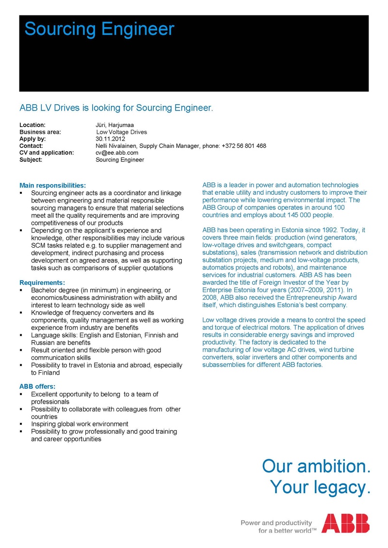 ABB AS Sourcing Engineer