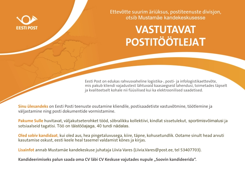 Eesti Post AS Vastutav postitöötleja (Mustamäe kandekeskus)