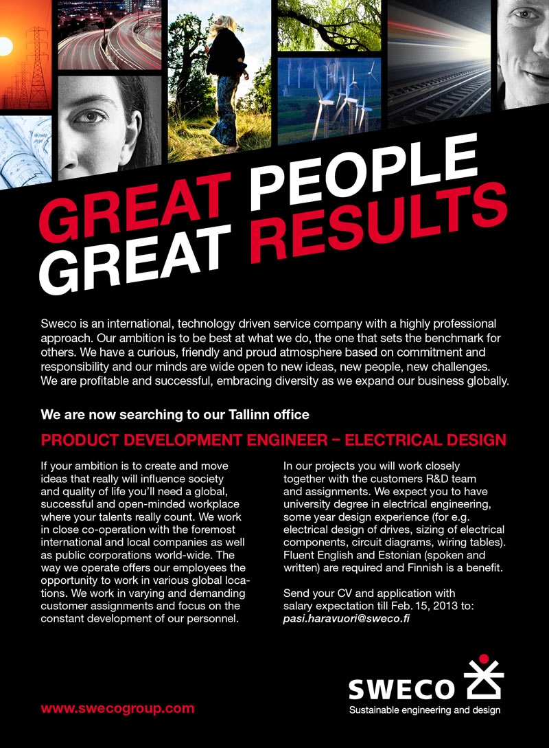 Sweco Industry Oy PRODUCT DEVELOPMENT ENGINEER- ELECTRICAL DESIGN
