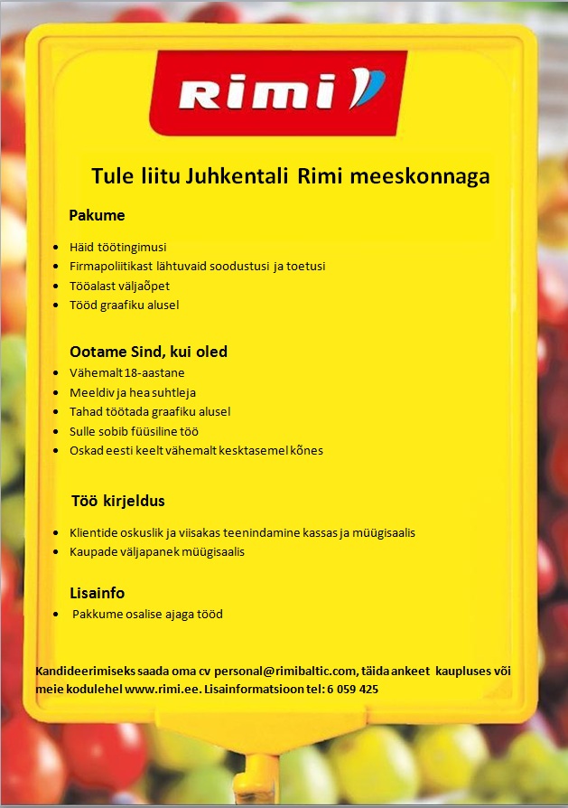 Rimi Eesti Food AS Teenindaja (Juhkentali Rimi Supermarket)