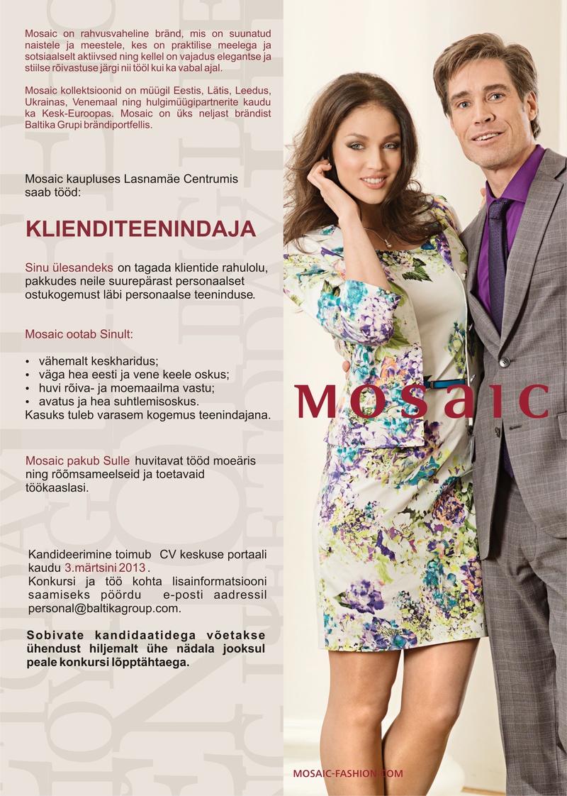 CVKeskus.ee klient Klienditeenindaja (Mosaic)