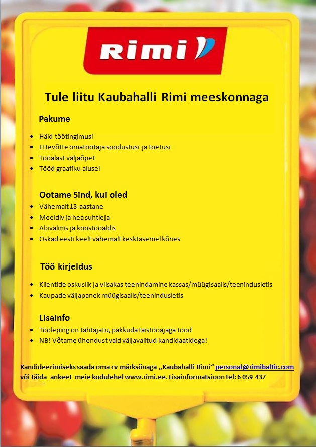 Rimi Eesti Food AS Teenindaja (Kaubahalli Rimi)