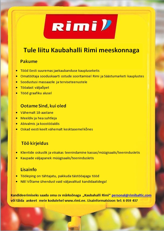 Rimi Eesti Food AS Teenindaja (Kaubahalli Rimi)