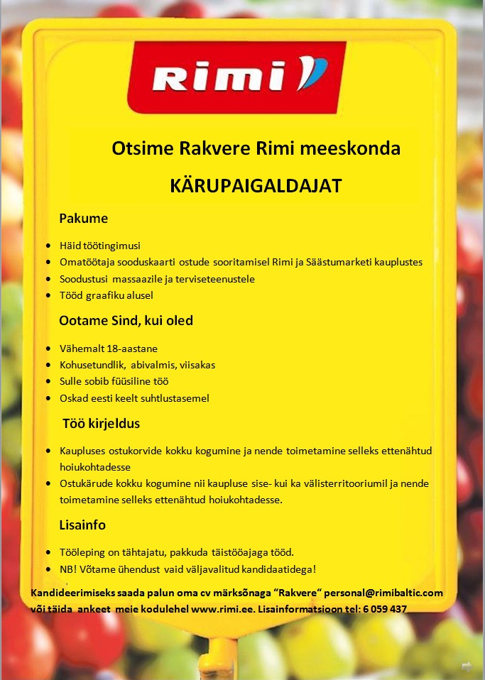 Rimi Eesti Food AS Kärupaigaldaja (Rakvere Rimi hüpermarket)