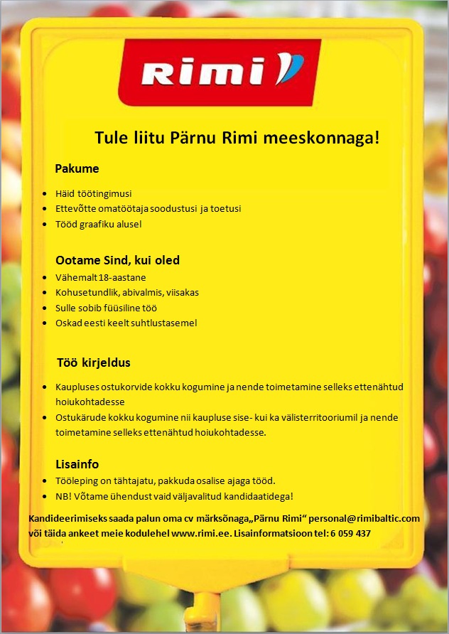 Rimi Eesti Food AS Kärupaigaldaja (Pärnu Rimi hüpermarket)
