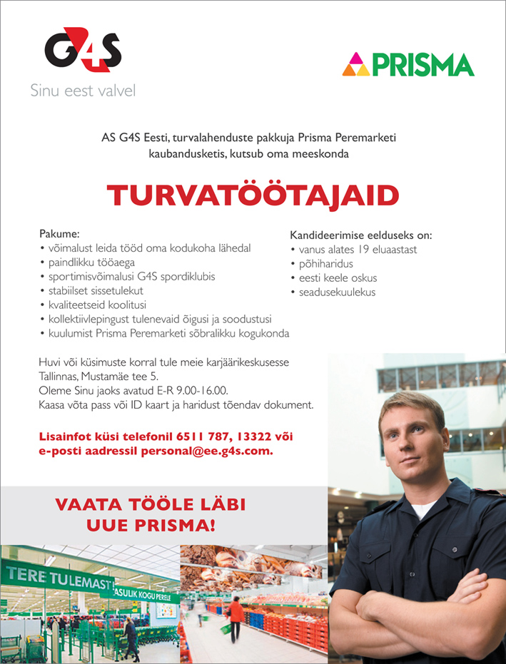 AS G4S Eesti Prisma kaubandusketi turvatöötaja