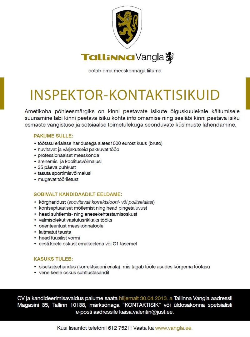 Tallinna Vangla Inspektor-kontaktisik
