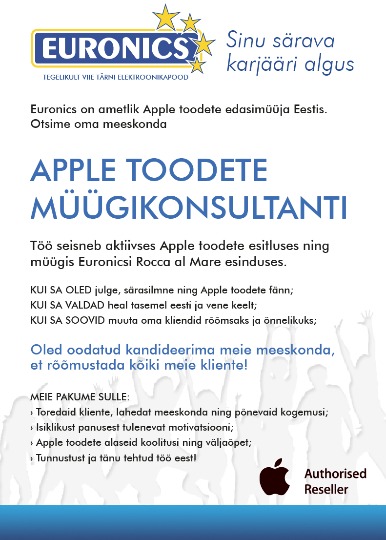 CVKeskus.ee klient Apple toodete müügikonsultant Euronicsis