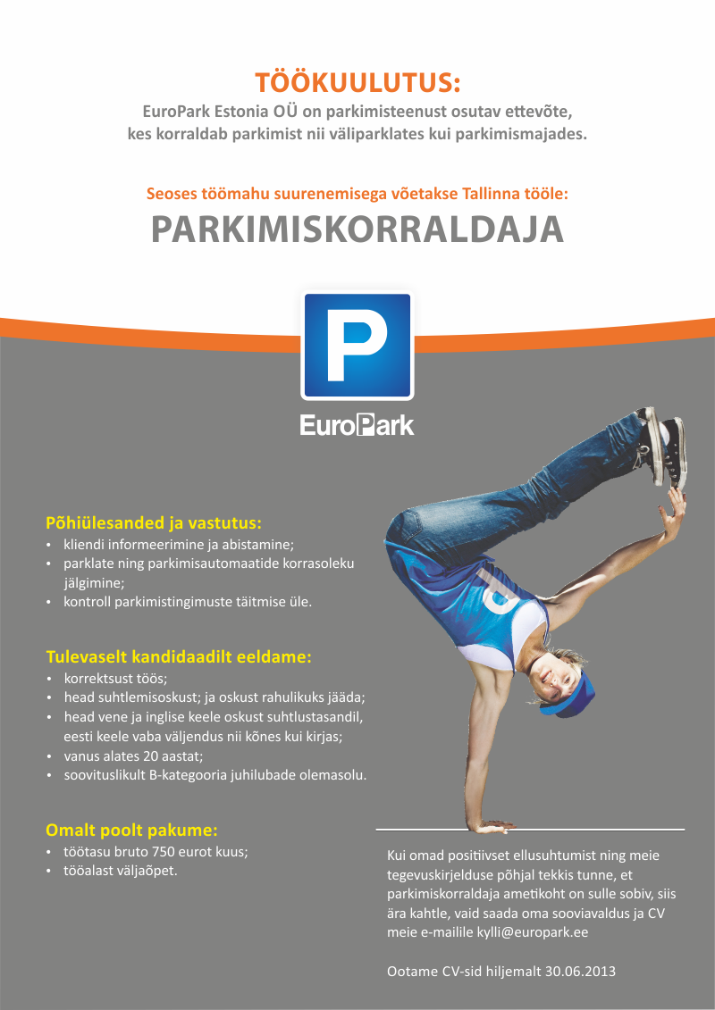 EuroPark Estonia OÜ Parkimiskorraldaja