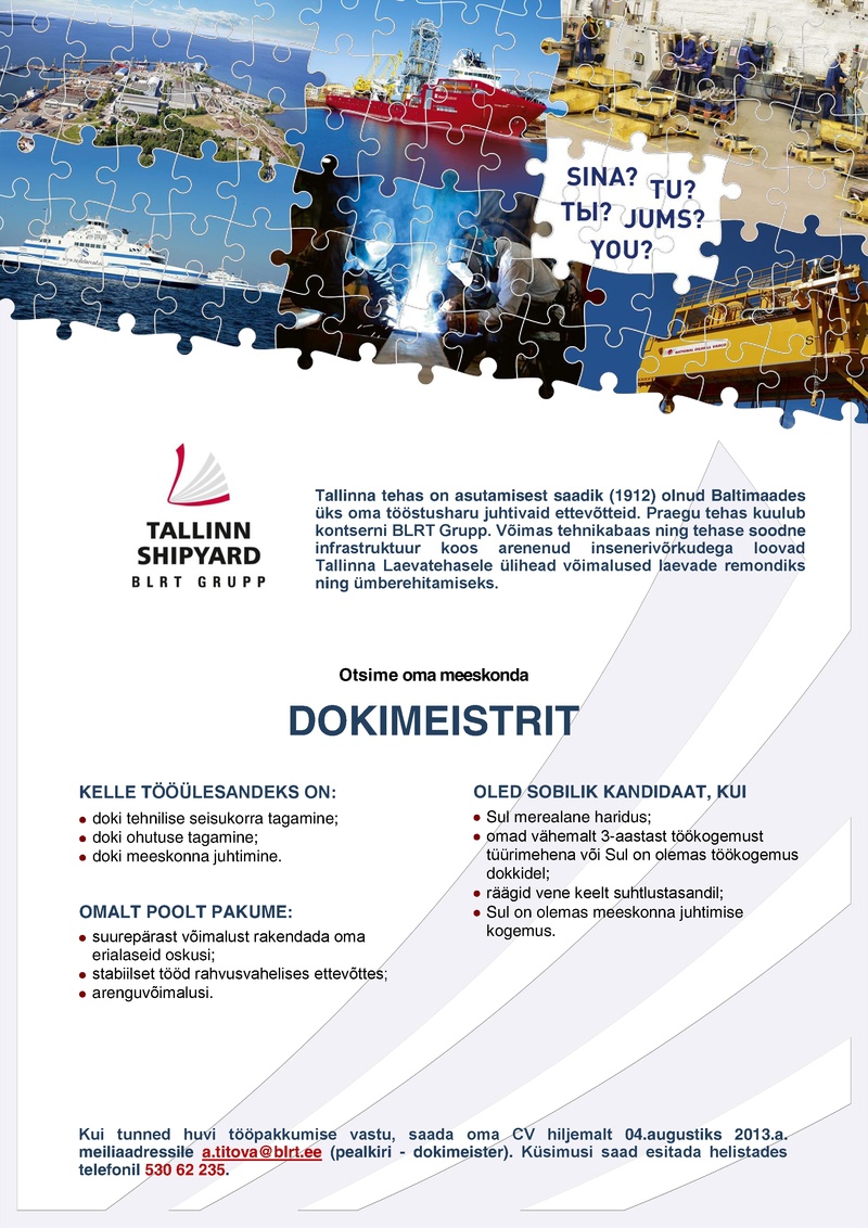 Tallinn Shipyard OÜ Dokimeister
