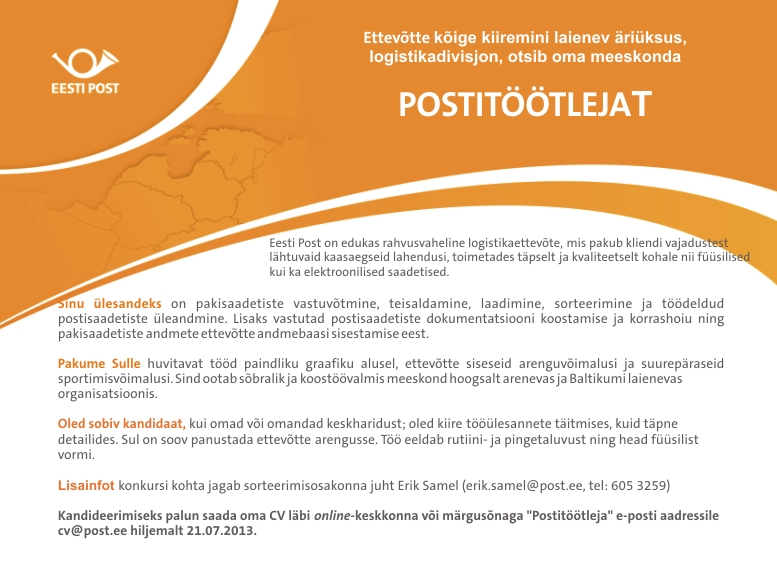 Eesti Post AS Postitöötleja (sorteerimisosakond)