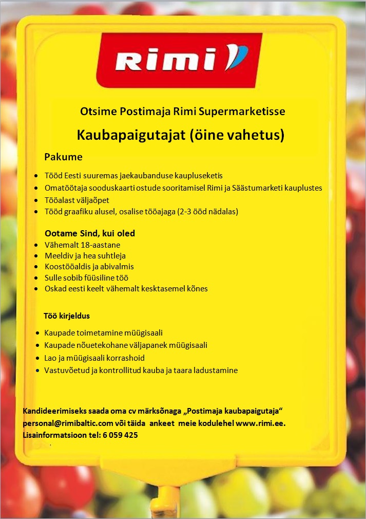 Rimi Eesti Food AS Öine kaubapaigutaja (Postimaja Rimi Supermarket)