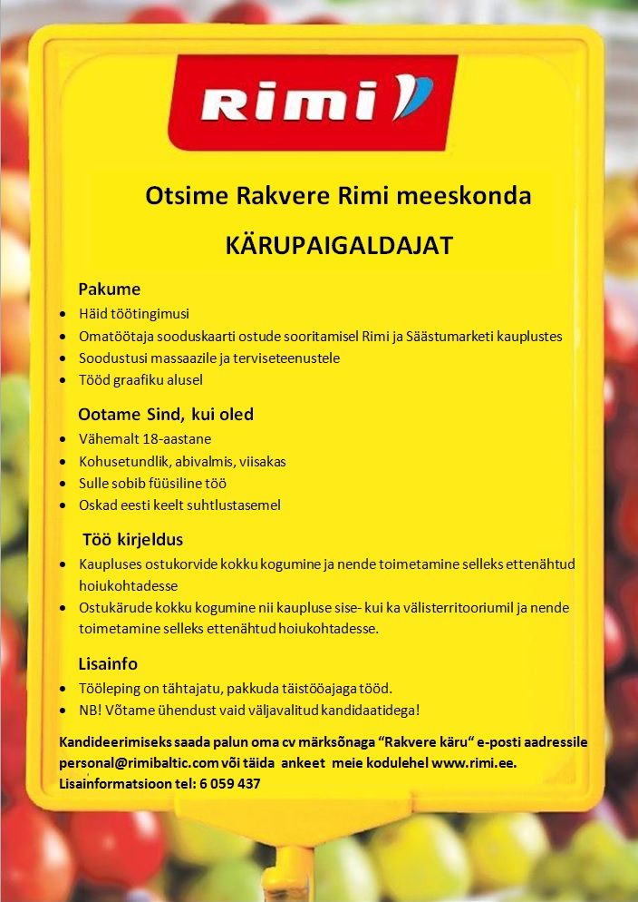 Rimi Eesti Food AS Kärupaigaldaja (Rakvere Rimi Hüpermarket)