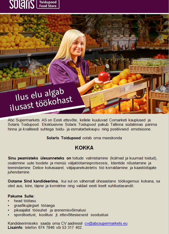 Abc Supermarkets AS KOKK Solaris Toidupoes