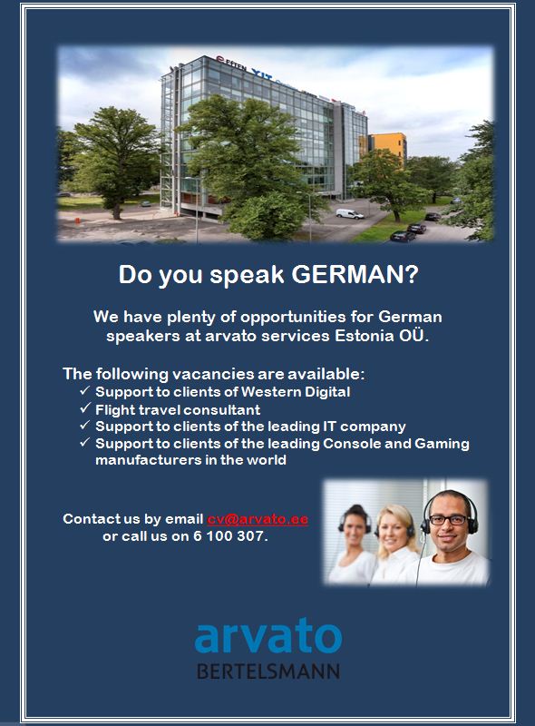 Arvato Services Estonia OÜ German Speaking Customer Support Agent