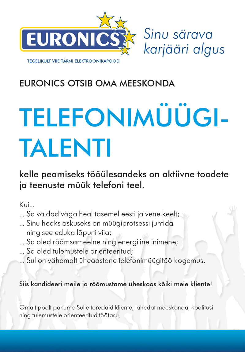 CVKeskus.ee klient Euronics telefonimüügitalent