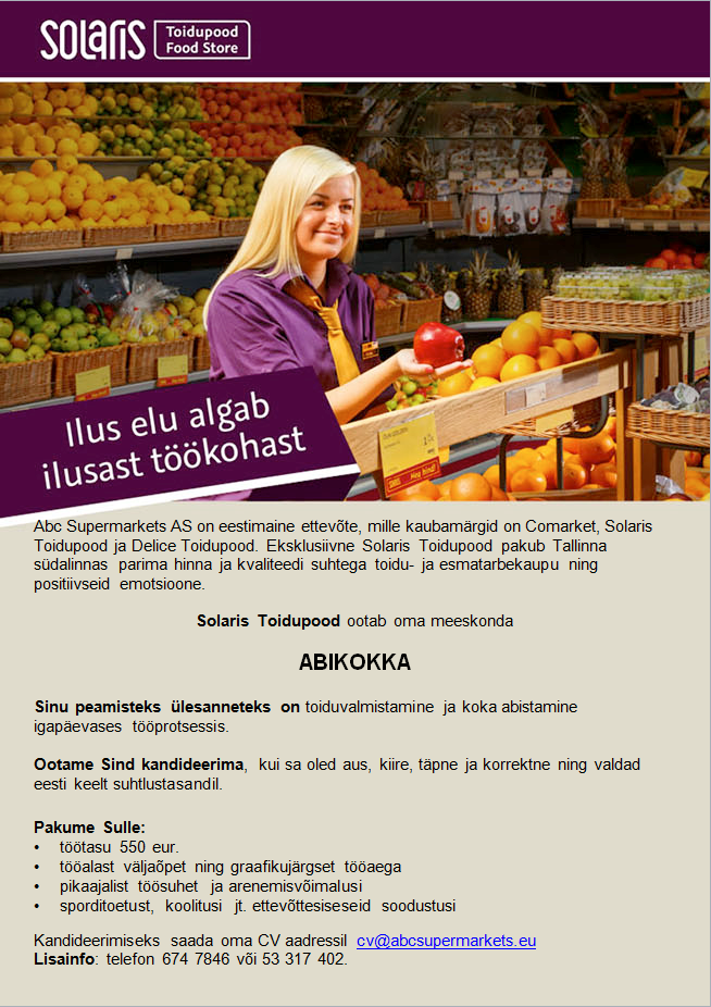 Abc Supermarkets AS ABIKOKK Solaris Toidupoes