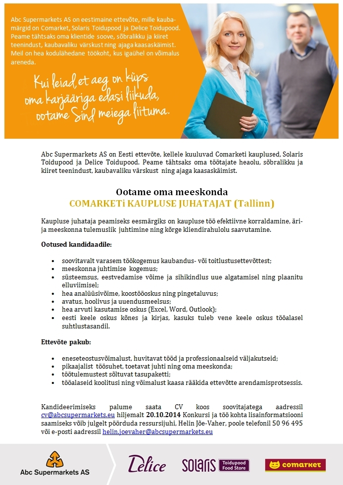 Abc Supermarkets AS JUHATAJA Comarketisse (Tallinn)