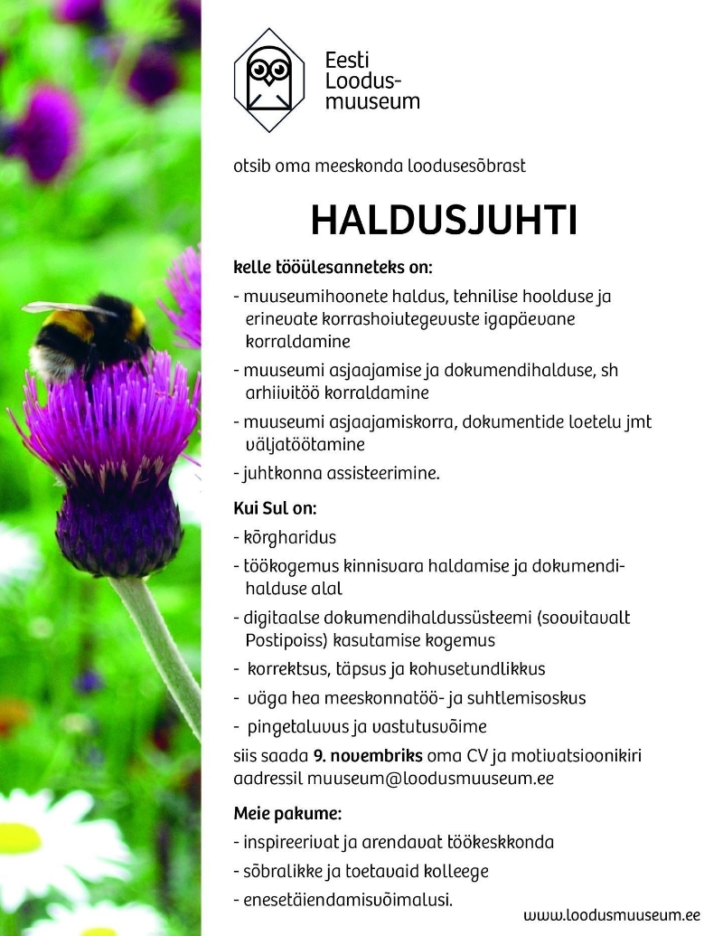 Eesti Loodusmuuseum Haldusjuht