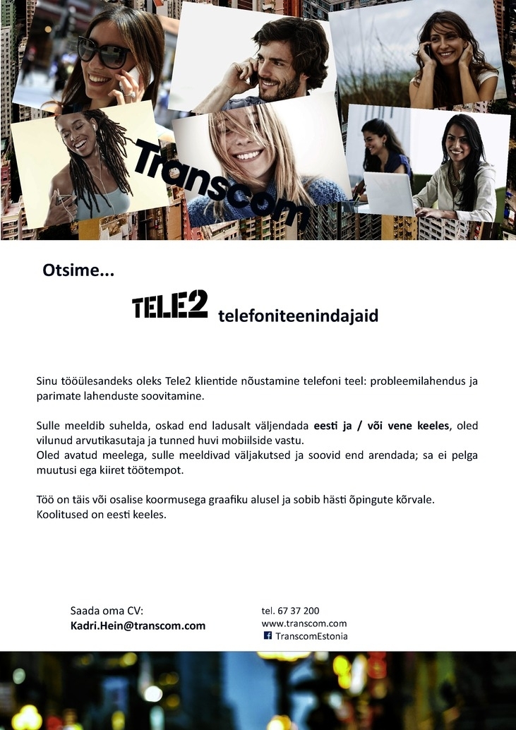 Transcom Eesti OÜ Tele2 klienditugi