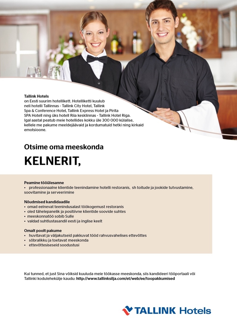 Tallink Grupp AS Kelner (Perioodil 5.12.2014 - 11.01.2015, Tallink Hotels) 