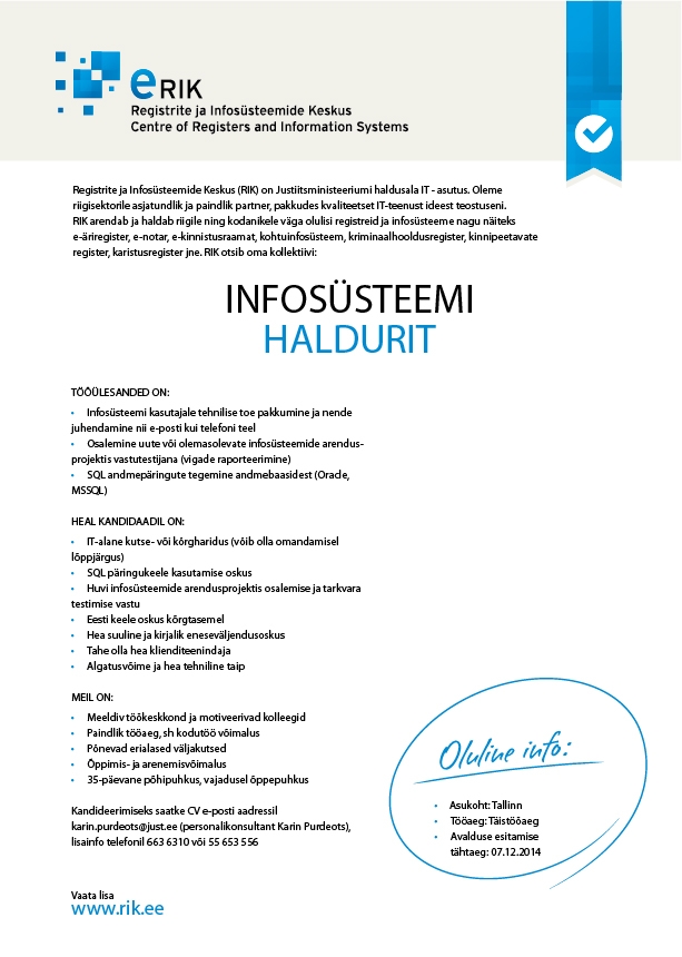 Registrite ja Infosüsteemide Keskus IS HALDUR
