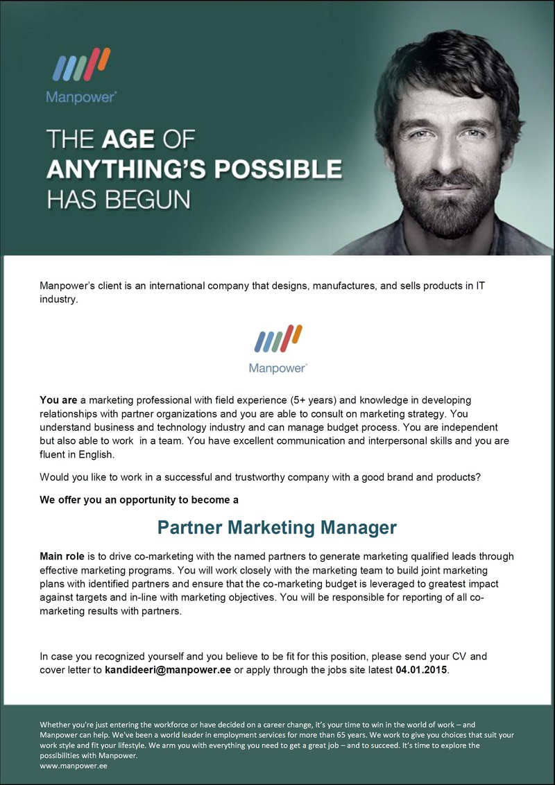 Manpower OÜ Partner Marketing Manager