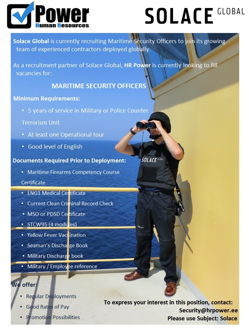 HR Power OÜ Maritime Security Officer