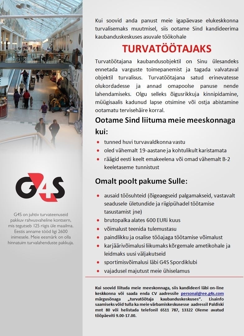AS G4S Eesti Turvatöötaja Stockmanni kaubamajas