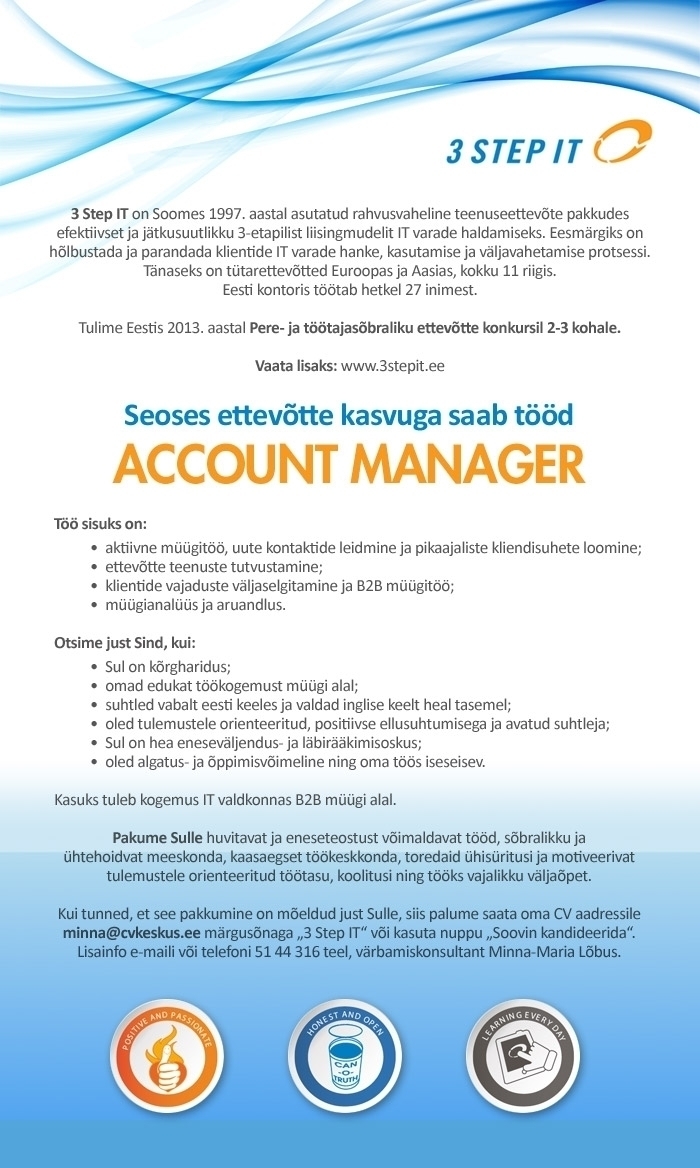CV KESKUS OÜ Account Manager