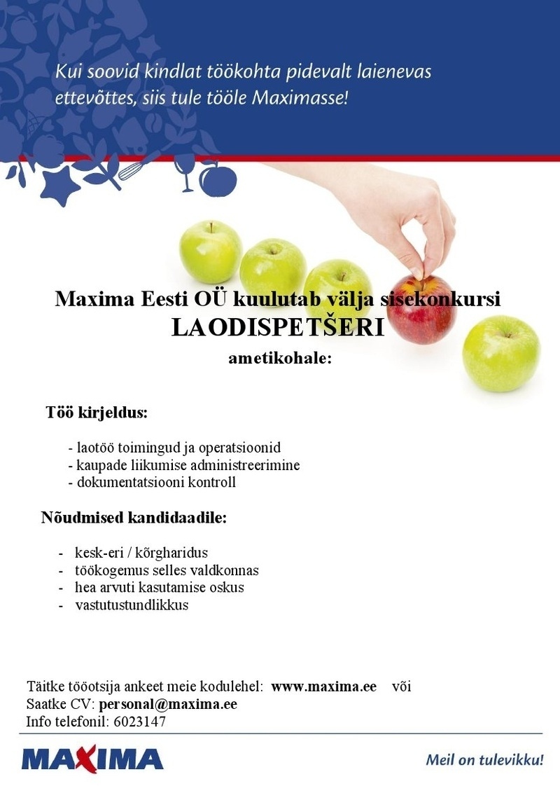Maxima Eesti OÜ Laodispetšer 