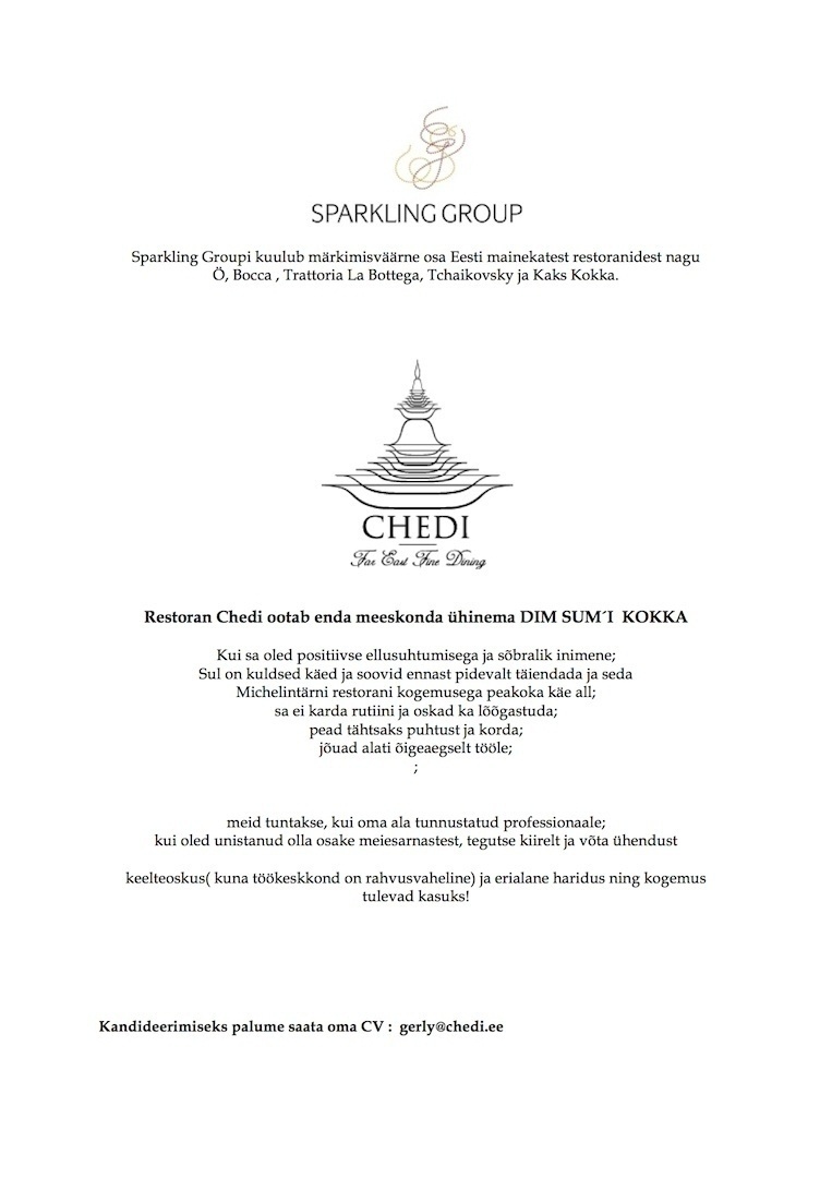 Sparkling Group OÜ Kokk