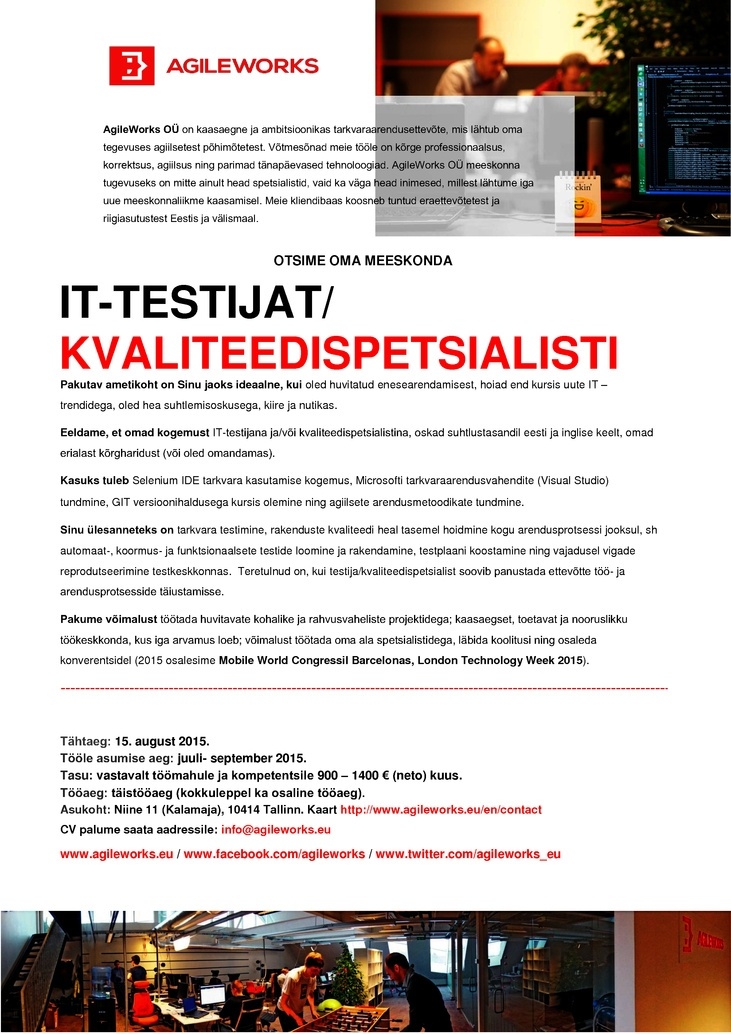 CVKeskus.ee klient IT-testija/ kvaliteedispetsialist