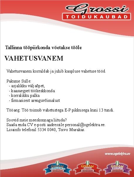 OG Elektra AS Klienditeenindajad (Tallinna tööpiirkond)