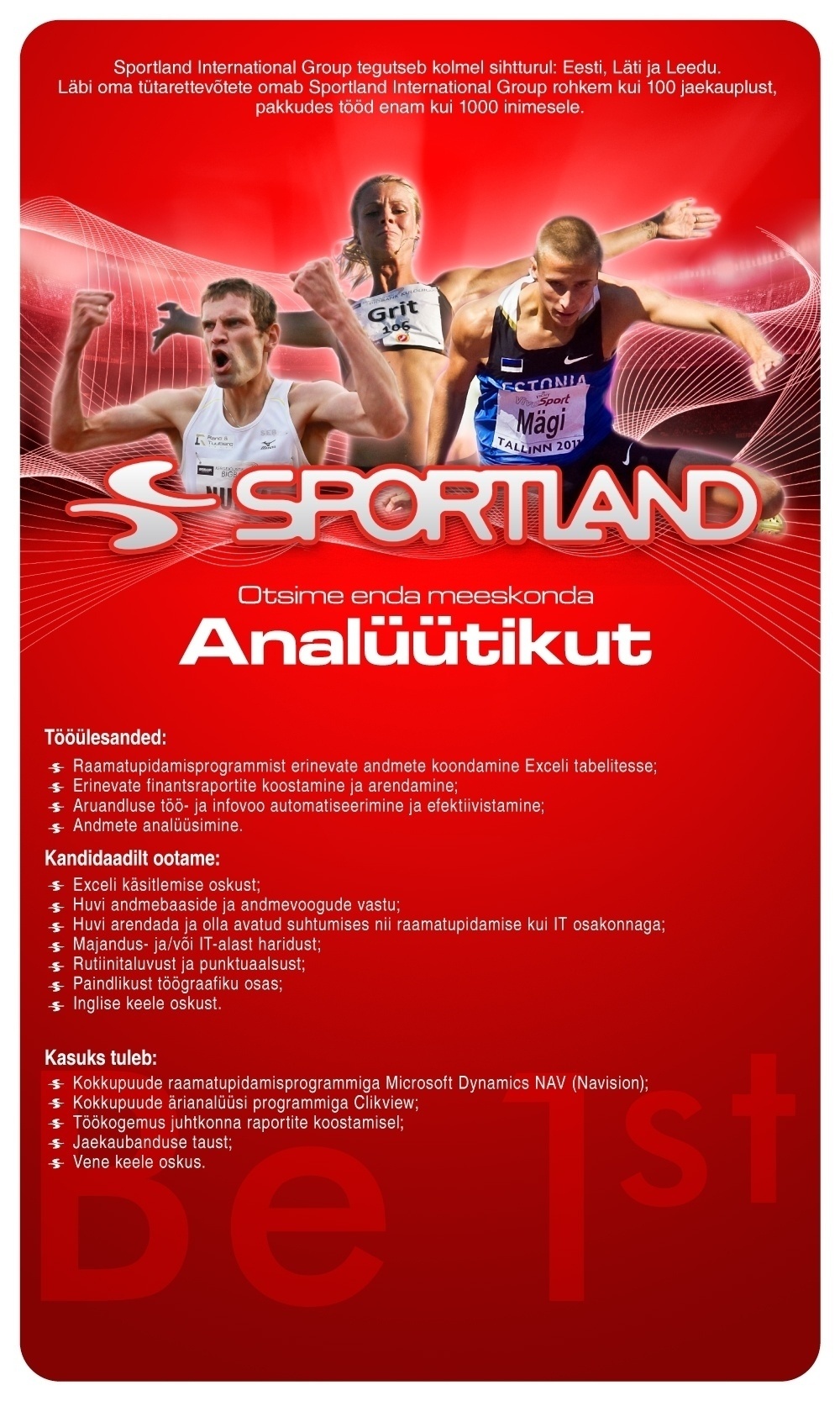 Sportland Eesti AS Analüütik