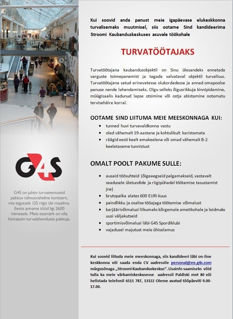 AS G4S Eesti Turvatöötaja (Stroomi Kaubanduskeskuses)