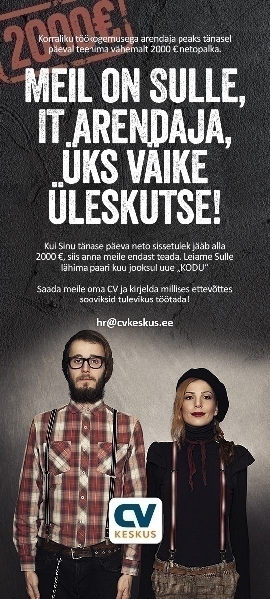 CV KESKUS OÜ IT arendaja - netopalk alates 2000 EUR