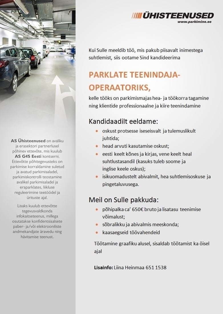 CVKeskus.ee klient Parklate teenindaja-operaator