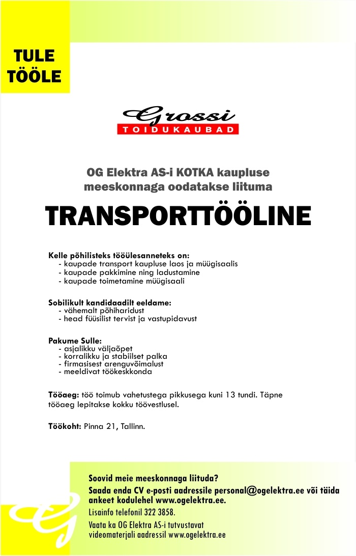 CVKeskus.ee klient Transporttööline (Kotka)