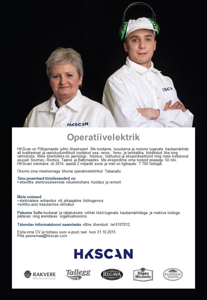 HKScan Estonia AS Operatiivelektrik